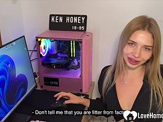 Hot russian blonde devours my throbbing cock deep