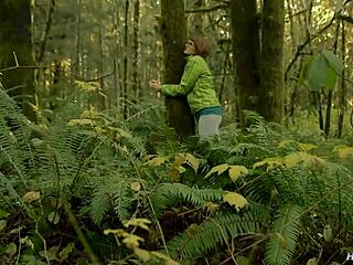 Handcuffed tree slut begs desperately to pee now!