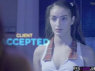 future robot emily willis the brunette teen slut gets fucked rough with deepthroat facial