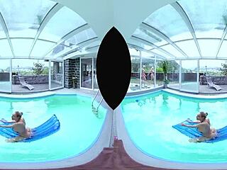 czech big tits blonde foursome licks asses and pussies by the pool pov