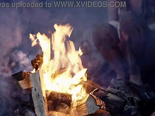 cosplay campire bares small tits for public cum fantasy