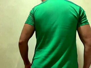 mexican futbolista jerks off wildly in gym bathrooms!