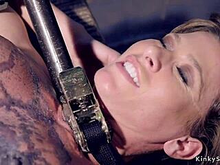 Busty milf bound vibrated to choking orgasm!