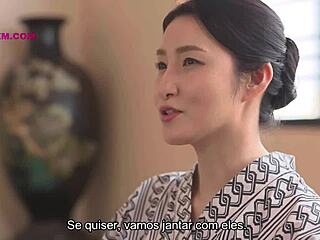 Big Tits Japanese Milf Prostitute Fucks Crossdressing Teen on Family Trip