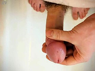 Bigdickduder strokes monster cock in steamy shower