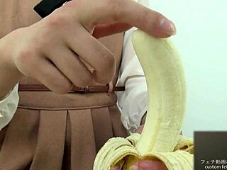 check out this japanese girl crushing banana handjob style super fetish fun