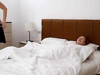 stepmom and stepsis share stepson's huge cock in hotel threesome fuck