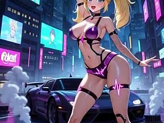 Princess Peach's cyberpunk outfit hides what in this sexy 3D hentai dance?