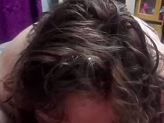 Fat stepmom's huge belly boobs suck stepson's dick bedtime