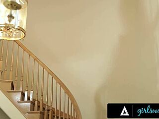 girlsway's busty milf reena sky seduces neighbor chanell heart into rough pussy licking scissoring sex tape