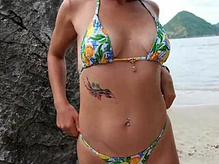 bikini babe dances teasing hidden beach spot