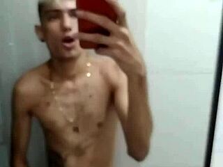 guy jerks off furiously in bathroom after soccer match