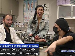 Dr tampa examines jasmine rose's shaved pussy in university physical