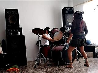 neighbors in uniform roleplay: she strips dancing shaking huge curvy latina ass for them