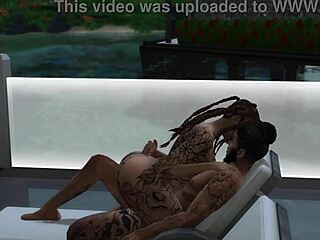 tierra's tattooed body glistens poolside craving deep black cock thrusts