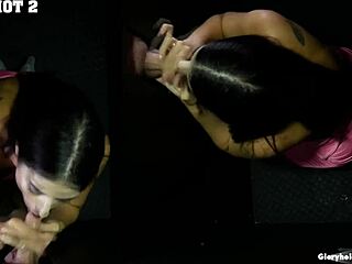 Anna Swallows Cumshot Number Ten from Gloryhole Fuck Frenzy on Her Tongue