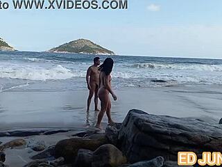 Fucked Tattooed Hottie Bareback on Nudist Beach Red Hot Action
