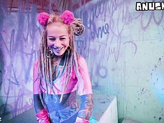 tattooed punk girl... double toy anal atm solo orgasm!