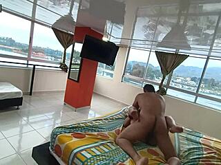 on trip with boss's horny latina wife we shared hotel bed and i creampied her deep