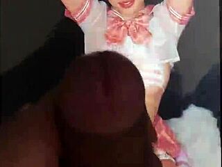 grubzi gets thick cum tribute splashed across her pretty face