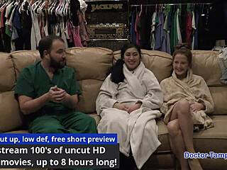 Dr tampa examines jasmine rose's shaved pussy in university physical