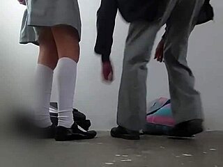 Mexicans hook up with college girl in storage room