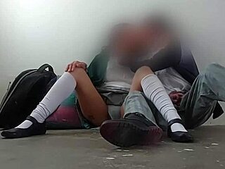 Mexicans hook up with college girl in storage room