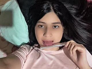 20-year-old amateur flashes huge natural tits at english teacher