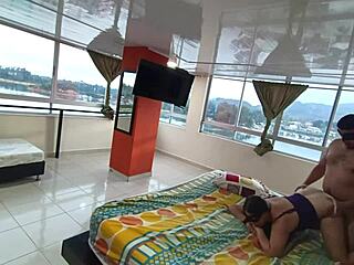 on trip with boss's horny latina wife we shared hotel bed and i creampied her deep