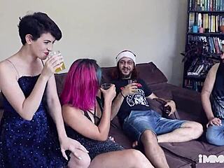 friends swap girlfriends in wild group fuck frenzy