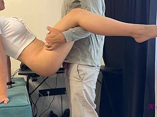 Neighbor Pounds Tight Milf Pussy in Leggings with Creampie