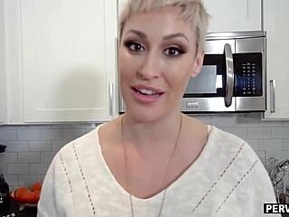 Does Nosey Short-Haired Stepmom Bend Over Kitchen Counter For Big Cock?
