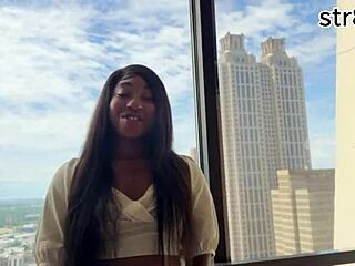 Step bro yanks ebony teen glass buttplug fucks her fat ass hard