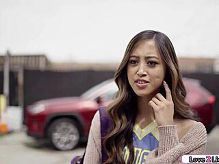 Asian Cheerleader Licks Shaved Cunt Classroom