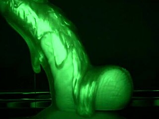 sticky latex glove dildo tease handjob slimy cumshot