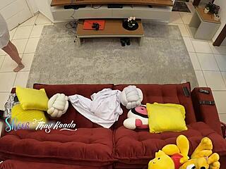 hot wife thay ksada fucks delivery boy on sofa