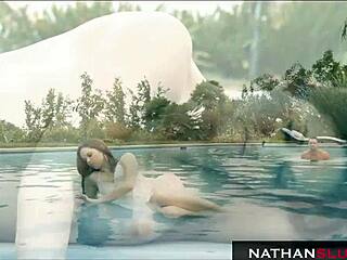 Hot brunette begs fit pool boy to fuck her wet pussy and ass rough in 4k