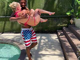 mature hotwife bella teases bbc by pool then pounds bed with savvy g