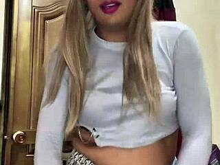 trans beauty milks hot load in private crossdress tease