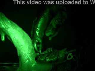 sticky latex glove dildo tease handjob slimy cumshot