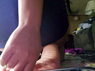 ebony milf bends for glass dildo back shots