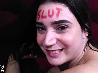 brazilian slut bent over takes monster cock anal gaping