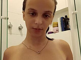 Beautiful Redhead Teen Slut Fingers Ass in Steamy Shower Orgasm