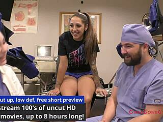 Stefania Mafras Tanned Nurse Latex Exam Spreads For Patient