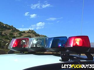 Blonde Thief Fucks Doggystyle in Stolen Police Car!