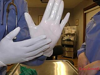 Nurse Jewel Tests Tightest Latex Gloves on Patient
