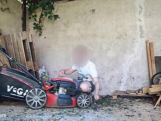 gardener pounds cheating wife by oblivious mower