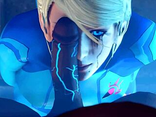 Zero Suit Samus gets birthday facefuck from big cock