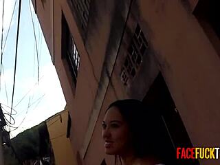 wanna watch this sexy latina skank throat random guy's huge cock?