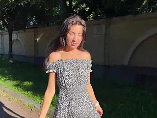 Skinny Teen Public Upskirt Fishnets Ass Plug Flash Pee